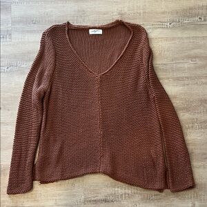 Carly Jean Los Angeles Warm Brown V-Neck Sweater